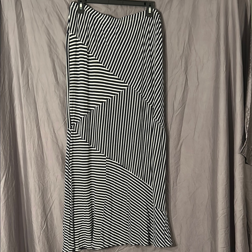 Coldwater Creek Black and White Stripe Maxi Skirt Tall